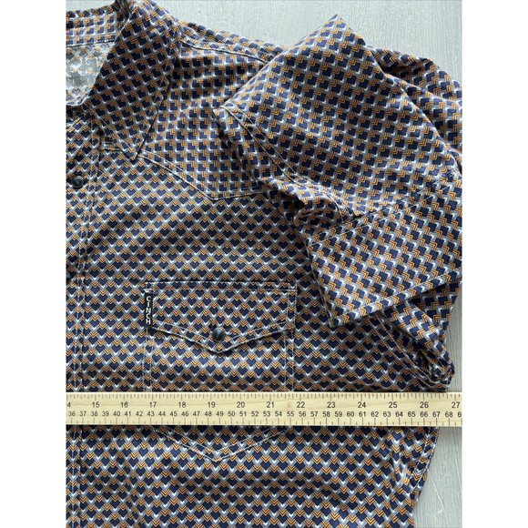 Cinch Men's SZ XXL Modern Fit Blue Pattern Pearl Snap Western Long Sleeve Shirt - Picture 7 of 9